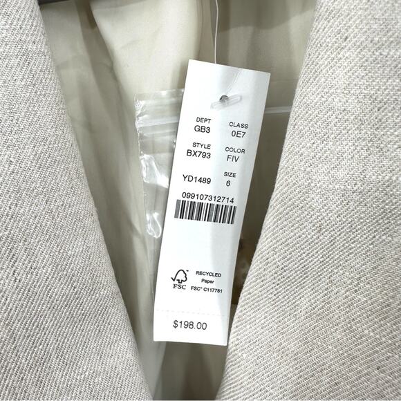 J Crew Helena Blazer in stretch linen flax ivory Size 6 - Picture 3 of 7